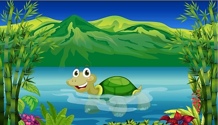 EPS 해외이미지 나무 식물 동물 캐릭터 꽃 호수 바다 잎 신체 일러스트 자연 하늘 산 풍경 야외 그래픽 초록색 물 파란색 강 환경 수영 표현 연못 개울 막대기 거북이 만화 대나무 언덕 그림 장면 내추럴 깊이 등딱지 민물 해외202004 해외일러스트 일러캐릭터 자연요소 컬러 파충류 수상스포츠 생태계 파일형식 벡터