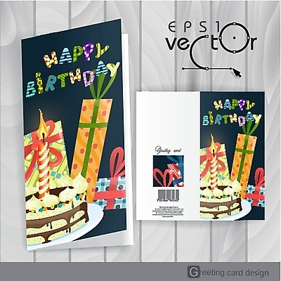 EPS 해외이미지 배너 기념일 행복 일러스트 선물 이벤트 팜플렛 사람없음 목재 상자 파티 케이크 축하 생일 엽서 초대 축하카드 생일축하 생일카드 해외202004 해외일러스트 나무 감정 컨셉 재료 디저트 카드_감사 편지 파일형식 벡터