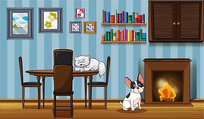 EPS 해외이미지 동물 벽 의자 일러스트 탁자 불 불꽃 선반 바닥 주택 프레임 실내 목재 그래픽 장식 책 반려동물 컬러풀 갈색 고양이 줄무늬 뜨거움 모서리 가장자리 개 강아지 배열 캐비닛 그림 벽난로 각도 통나무 지역 직사각형 적 해외202004 해외일러스트 자연요소 도형 나무 컬러 가구 무늬 재료 포유류 내부 건물 둘레 사물함 파일형식 벡터