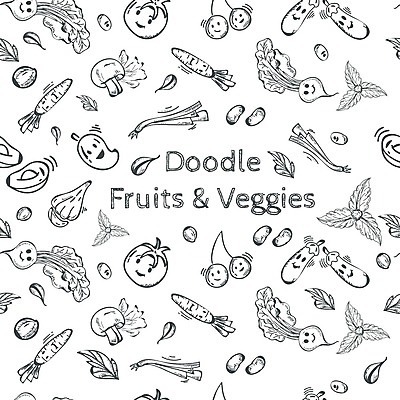 EPS 해외이미지 패턴 채소 과일 라인일러스트 일러스트 사람없음 낙서 해외202004 해외일러스트 무늬 파일형식 벡터