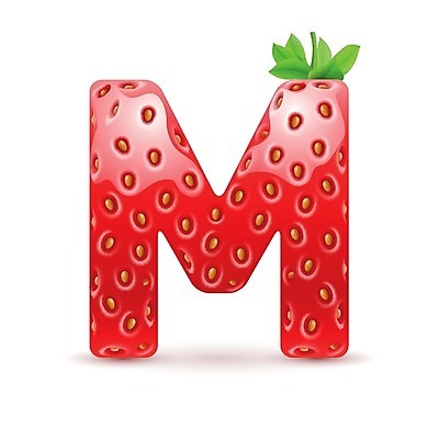 EPS 해외이미지 모양 알파벳 일러스트 텍스트 딸기 대문자 사람없음 빨간색 M 맛있는 해외202004 해외일러스트 영어 컬러 과일 파일형식 벡터