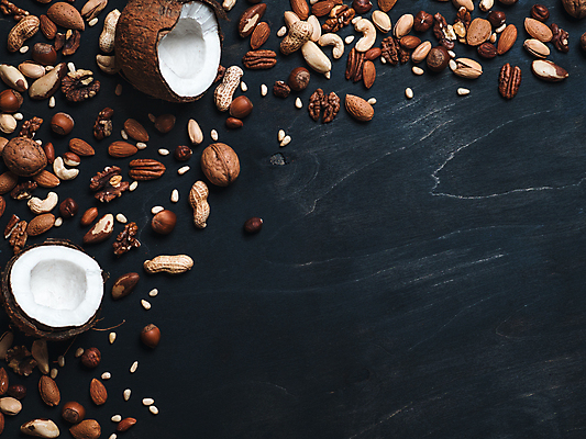 포토 JPG 해외이미지 백그라운드 건조 사람없음 검은색 땅콩 호두 코코넛 아몬드 잣 피스타치오 피칸 헤이즐넛 카피스페이스 브라질넛 해외포토 컬러 과일 공백 견과류 파일형식