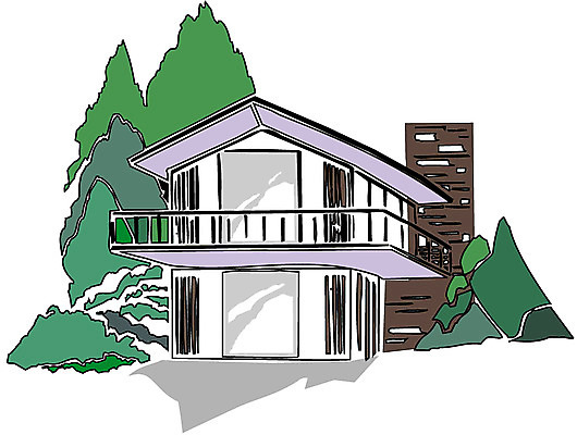 EPS 나무 식물 시설물 건축 일러스트 주택 사람없음 건물 별장 이층집 국내일러스트 건축물 파일형식 벡터