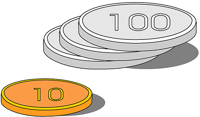 EPS 산업 돈 일러스트 사람없음 금융 동전 백원 오브젝트 십원 국내일러스트 경제 재산 파일형식 벡터