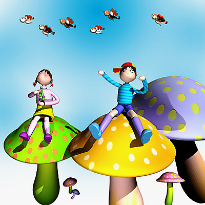 JPG 식물 동물 캐릭터 여자 남자 어린이 음식 일러스트 조류 사람 야외 컴퓨터그래픽 3D 버섯 꿈 참새 동화나라 애니메이션 어린이만 일러캐릭터 동화 그래픽 디지털합성 파일형식