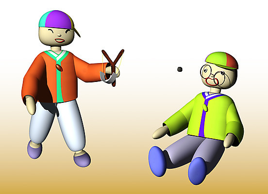 JPG 캐릭터 남자 어린이 일러스트 놀이 사람 소녀 소년 두명 컴퓨터그래픽 3D 놀이용품 동화나라 애니메이션 새총 어린이만 일러캐릭터 여자 동화 그래픽 디지털합성 오브젝트 파일형식