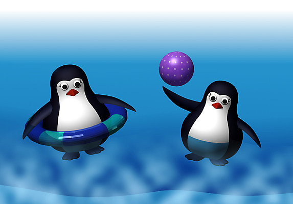 JPG 동물 척추동물 캐릭터 바다 동물캐릭터 두마리 일러스트 공 물놀이 사람없음 컴퓨터그래픽 3D 새캐릭터 펭귄 동화나라 튜브 애니메이션 펭귄캐릭터 일러캐릭터 2 놀이 조류 동화 그래픽 디지털합성 파일형식