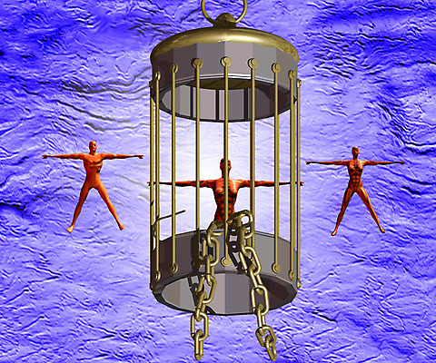 JPG 일러스트 사람모양 사람 컴퓨터그래픽 그래픽 3D 쇠사슬 휴먼 철장 국내일러스트 모양 디지털합성 파일형식