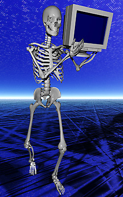 JPG 일러스트 뼈 해골 들기 사람없음 컴퓨터그래픽 컴퓨터 3D 모니터 장기 근골격기관 휴먼 국내일러스트 신체 모션 그래픽 전자제품 장기_의학 디지털합성 파일형식