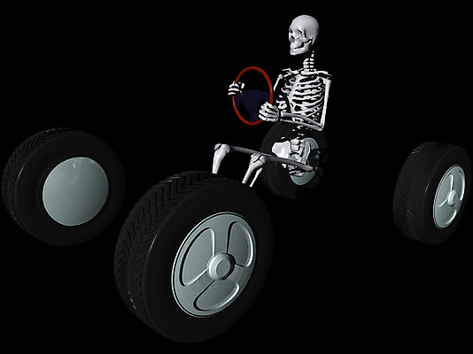 JPG 육상교통 일러스트 승용차 자동차 뼈 해골 사람없음 컴퓨터그래픽 3D 운전 바퀴 타이어 휴먼 국내일러스트 교통수단 모션 그래픽 디지털합성 파일형식