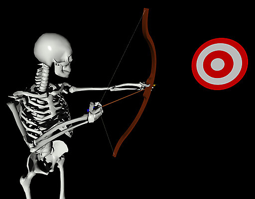 JPG 일러스트 뼈 해골 사람없음 컴퓨터그래픽 3D 과녁판 장기 근골격기관 활 양궁 휴먼 국내일러스트 스포츠 신체 그래픽 장기_의학 디지털합성 파일형식