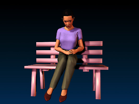 JPG 전신 여자 생각 벤치 일러스트 사람 컴퓨터그래픽 3D 고민 휴먼 여자만 국내일러스트 감정 의자 그래픽 디지털합성 파일형식