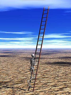 JPG 주간 백그라운드 일러스트 사다리 하늘 해골 사람없음 야외 컴퓨터그래픽 3D 땅 평지 국내일러스트 자연요소 뼈 그래픽 도구 디지털합성 파일형식