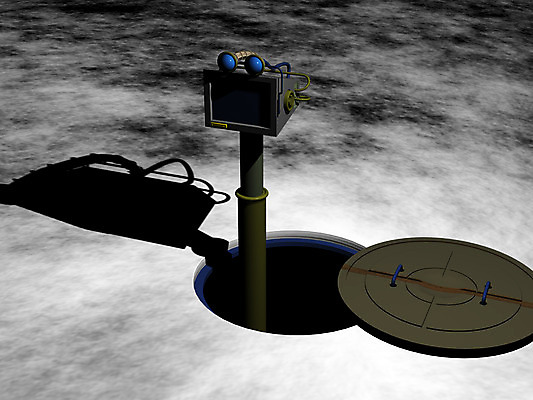 JPG 과학 일러스트 미래 그림자 사람없음 컴퓨터그래픽 3D 모니터 기계 로봇 통로 맨홀 국내일러스트 컨셉 그래픽 컴퓨터 디지털합성 파일형식