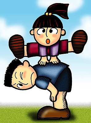 JPG 주간 구름 캐릭터 라이프스타일 여자 남자 일러스트 놀이 하늘 사람 야외 두명 승마 일과 뛰어넘기 일러캐릭터 자연요소 스포츠 생활 넘기 파일형식