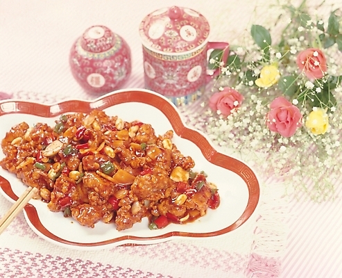 포토 JPG 식물 그릇 접시 꽃 음식 외국문화 중국문화 요리 사람없음 중식 깐풍기 국내포토 동양문화 식기 문화 파일형식