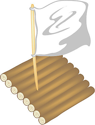 EPS 나무 계절 수상교통 일러스트 물놀이 사람없음 여름 깃발 뗏목 백기 조난 국내일러스트 식물 교통수단 배_교통 놀이 파일형식 벡터