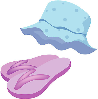 EPS 모자 잡화 신발 일러스트 슬리퍼 사람없음 파란색 정글모자 파나마모자 국내일러스트 모자_잡화 컬러 파일형식 벡터