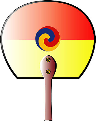 EPS 생활용품 일러스트 바람 사람없음 여름 부채 태극 태극선 나무손잡이 냉방 국내일러스트 자연요소 문양 계절 날씨 손잡이 오브젝트 전통부채 파일형식 벡터