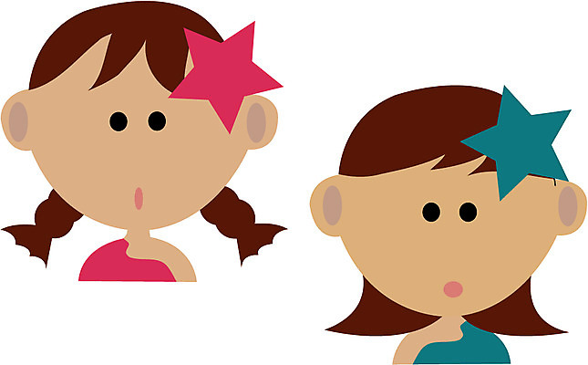 EPS 클립아트 여자 어린이 일러스트 사람 소녀 두명 별자리 운세 쌍둥이 점성술 쌍둥이자리 여자만 어린이만 소녀만 국내일러스트 가족 파일형식 벡터
