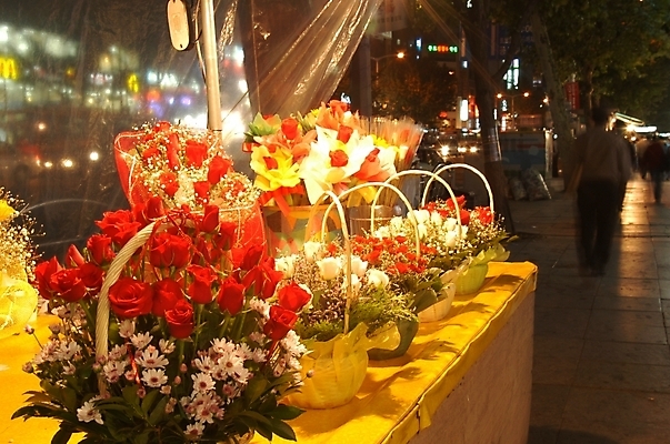 포토 JPG 식물 꽃 여러송이 백그라운드 야경 여름꽃 자연 사람없음 야외 장미 바구니 카네이션 노점 국내포토 다수 상점 야간 생태계 파일형식 여름_계절 풍경_경치