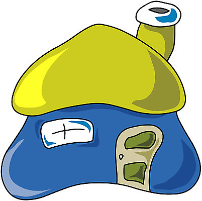 EPS 클립아트 시설물 건축물 건축 일러스트 창문 주택 굴뚝 사람없음 건물 파란색 대문 버섯모양 국내일러스트 모양 컬러 문 파일형식 벡터