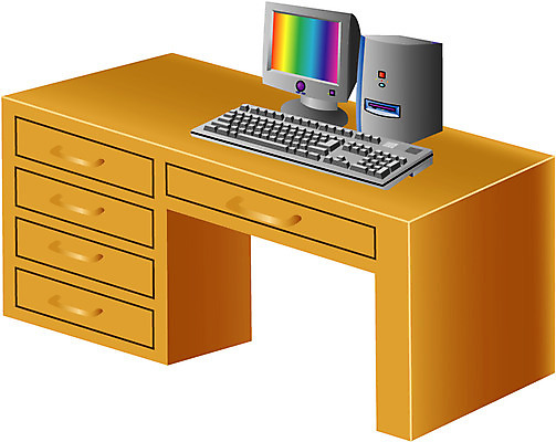 EPS 클립아트 가구 일러스트 사람없음 컴퓨터 모니터 키보드 책상 서랍장 본체 나무책상 국내일러스트 생활용품 목재 전자제품 파일형식 벡터