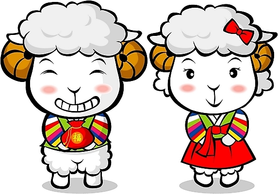 EPS 동물 척추동물 캐릭터 육지동물 명절 동물캐릭터 두마리 일러스트 포유류 전통캐릭터 새해 복주머니 사람없음 설날 십이지신 운세 양띠 양 전통의상 한복 수줍음 신년캐릭터 수컷 양캐릭터 색동 색동저고리 색동옷 일러캐릭터 한국전통 전통 옷 기념일 감정 2 전통소품 저고리 파일형식 벡터
