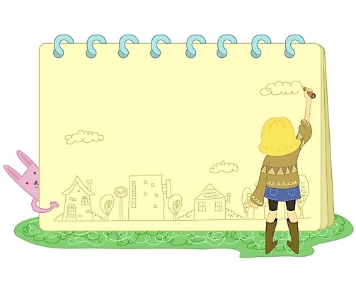 EPS 라이프스타일 여자 일러스트 청소년 한명 사람 10대 토끼 그리기 낙서 스케치북 그림 여자만 여자한명만 십대만 십대여자만 십대여자한명만 국내일러스트 1 포유류 모션 학용품 생활 반려동물 파일형식 벡터