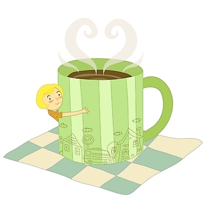 EPS 라이프스타일 여자 커피 일러스트 청소년 티타임 한명 사람 10대 머그컵 커피잔 여자만 여자한명만 십대만 십대여자만 십대여자한명만 국내일러스트 1 음료 휴식 잔 생활 컵 파일형식 벡터