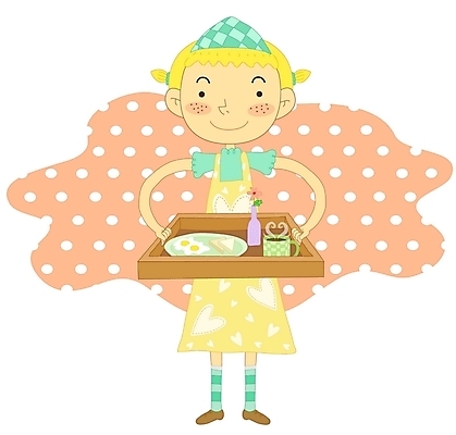 EPS 라이프스타일 여자 가사 일러스트 청소년 요리 한명 사람 10대 아침식사 계란프라이 서빙 토스트 여자만 여자한명만 십대만 십대여자만 십대여자한명만 국내일러스트 1 빵 생활 식사 계란요리 파일형식 벡터