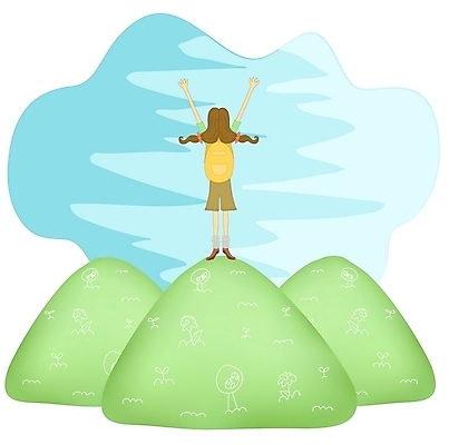 EPS 라이프스타일 여자 여행 일러스트 청소년 하늘 산 한명 사람 10대 등산 만세 여자만 여자한명만 십대만 십대여자만 십대여자한명만 국내일러스트 1 모션 생활 트래킹 파일형식 벡터