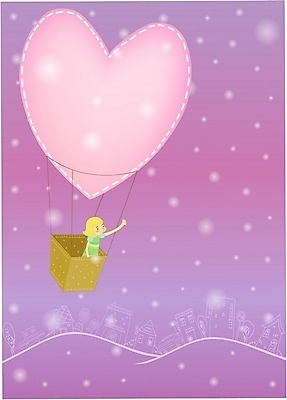 EPS 라이프스타일 사계절 계절 여자 겨울 일러스트 청소년 하늘 한명 사람 야외 10대 열기구 하트 눈 여자만 여자한명만 십대만 십대여자만 십대여자한명만 국내일러스트 자연요소 모양 1 항공교통 날씨 생활 파일형식 벡터