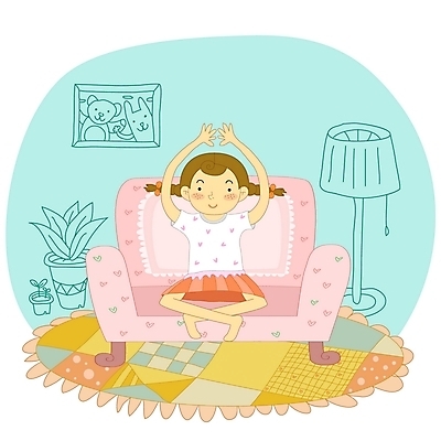 EPS 라이프스타일 여자 의자 일러스트 청소년 휴식 실내 한명 사람 10대 소파 스트레칭 여자만 여자한명만 십대만 십대여자만 십대여자한명만 국내일러스트 1 가구 컨셉 내부 생활 운동 파일형식 벡터