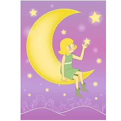 EPS 라이프스타일 여자 별 일러스트 상상 청소년 밤하늘 하늘 한명 사람 야외 10대 달 초승달 여자만 여자한명만 십대만 십대여자만 십대여자한명만 국내일러스트 자연요소 1 생활 야간 파일형식 벡터