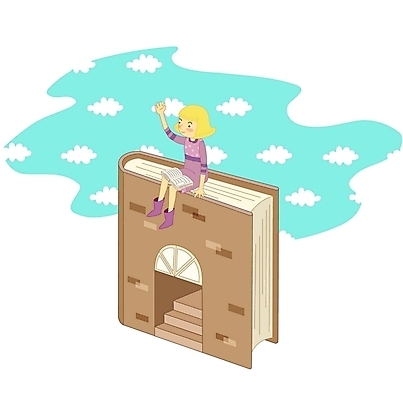 EPS 라이프스타일 여자 일러스트 청소년 한명 사람 취미 10대 책 독서 여자만 여자한명만 십대만 십대여자만 십대여자한명만 국내일러스트 1 생활 파일형식 벡터