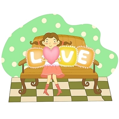 EPS 라이프스타일 여자 쿠션 의자 일러스트 청소년 사랑 한명 사람 10대 하트 여자만 여자한명만 십대만 십대여자만 십대여자한명만 국내일러스트 모양 1 감정 가구 생활 파일형식 벡터