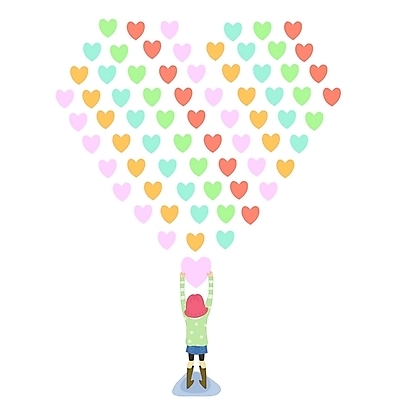 EPS 라이프스타일 여자 일러스트 청소년 한명 사람 10대 하트 여자만 여자한명만 십대만 십대여자만 십대여자한명만 국내일러스트 모양 1 생활 파일형식 벡터