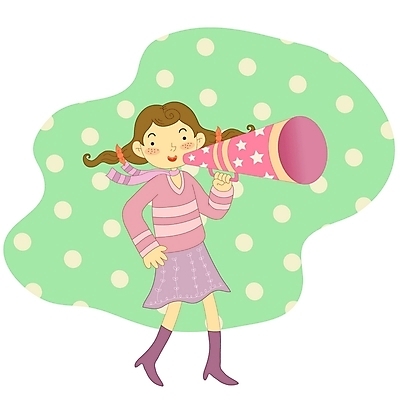 EPS 라이프스타일 여자 일러스트 청소년 한명 사람 10대 확성기 알림 여자만 여자한명만 십대만 십대여자만 십대여자한명만 국내일러스트 1 생활 파일형식 벡터