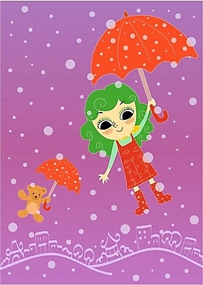 EPS 라이프스타일 사계절 계절 여자 초등학생 어린이 겨울 일러스트 우산 한명 사람 소녀 야외 곰인형 눈 여자만 여자한명만 어린이만 소녀만 소녀한명만 국내일러스트 자연요소 1 학생 인형 날씨 생활 파일형식 벡터