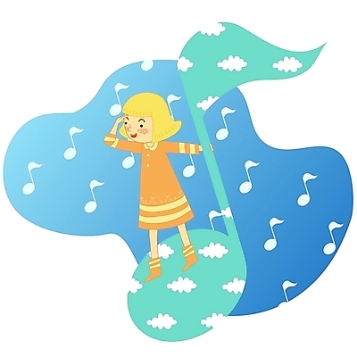 EPS 라이프스타일 여자 음악 음표 일러스트 청소년 한명 사람 10대 여자만 여자한명만 십대만 십대여자만 십대여자한명만 국내일러스트 1 기호 문화예술 생활 파일형식 벡터