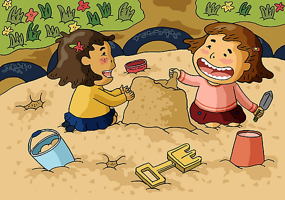 PSD 여자 어린이교육 교육 어린이 모래 일러스트 장난 놀이 사람 앉기 소녀 상반신 두명 친구 스쿨라이프 놀이터 흙장난 여자만 어린이만 소녀만 국내일러스트 라이프스타일 학교 관계 모션 파일형식