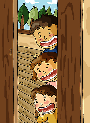 PSD 여자 어린이교육 교육 남자 어린이 일러스트 웃음 사람 소녀 소년 상반신 세명 친구 스쿨라이프 문 우정 즐거움 어린이만 국내일러스트 라이프스타일 감정 학교 관계 표정 파일형식