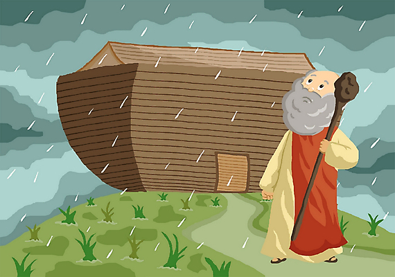 전신 PSD 노년 기독교 종교 일러스트 지팡이 날씨 한명 서기 사람 야외 비 홍수 성경이야기 노아 노아의방주 방주 노인만 성인만 국내일러스트 자연요소 1 모션 이야기 성인 자연재해 파일형식