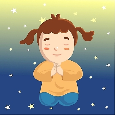 PSD 여자 별 기독교 종교 초등학생 어린이 일러스트 한명 사람 소녀 상반신 야외 믿음 기도 기독교인 무릎꿇기 여자만 여자한명만 어린이만 소녀만 소녀한명만 국내일러스트 자연요소 1 학생 감정 모션 파일형식