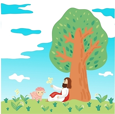 주간 전신 PSD 나무 구름 남자 기독교 종교 새끼 나비 일러스트 하늘 한그루 한명 사람 앉기 초원 20대 성인 야외 양 예수 남자만 남자한명만 성인남자만 청년만 청년남자만 청년남자한명만 성인한명만 성인남자한명만 성인만 국내일러스트 자연요소 식물 동물 1 곤충 포유류 모션 청년 신_종교 파일형식