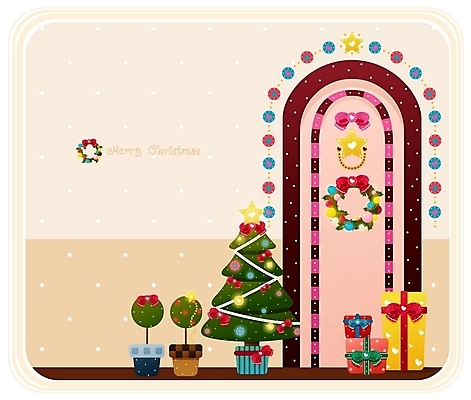 EPS 기념일 종교 크리스마스장식 크리스마스 겨울 일러스트 크리스마스용품 선물 사람없음 장식 선물상자 크리스마스트리 문 오브젝트 국내일러스트 계절 이벤트 상자 용품 파일형식 벡터