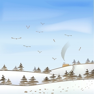 EPS 주간 나무 사계절 계절 백그라운드 겨울 일러스트 자연 조류 하늘 산 주택 풍경 사람없음 야외 눈 연기 겨울배경 국내일러스트 자연요소 식물 동물 날씨 건물 생태계 파일형식 벡터