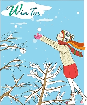 EPS 주간 나무 모자 사계절 계절 여자 장갑 겨울 일러스트 청소년 자연 하늘 털모자 한명 사람 야외 10대 목도리 눈 여자만 여자한명만 십대만 십대여자만 십대여자한명만 국내일러스트 자연요소 식물 모자_잡화 1 잡화 날씨 생태계 파일형식 벡터