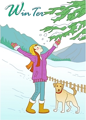 EPS 주간 나무 모자 사계절 계절 여자 반려견 장갑 겨울 일러스트 청소년 자연 산 털모자 한명 사람 야외 10대 울타리 반려동물 눈 개 여자만 여자한명만 십대만 십대여자만 십대여자한명만 국내일러스트 자연요소 식물 동물 모자_잡화 1 잡화 포유류 날씨 담장 생태계 파일형식 벡터